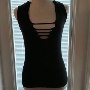 Vance Bikewear Womens Black Jeweled Chest Sexy Upcycled Tank Top 💕🌷💜